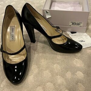 Jimmy Choo Mary Jane’s black patent leather. Size 40.5 Worn only a few times.
